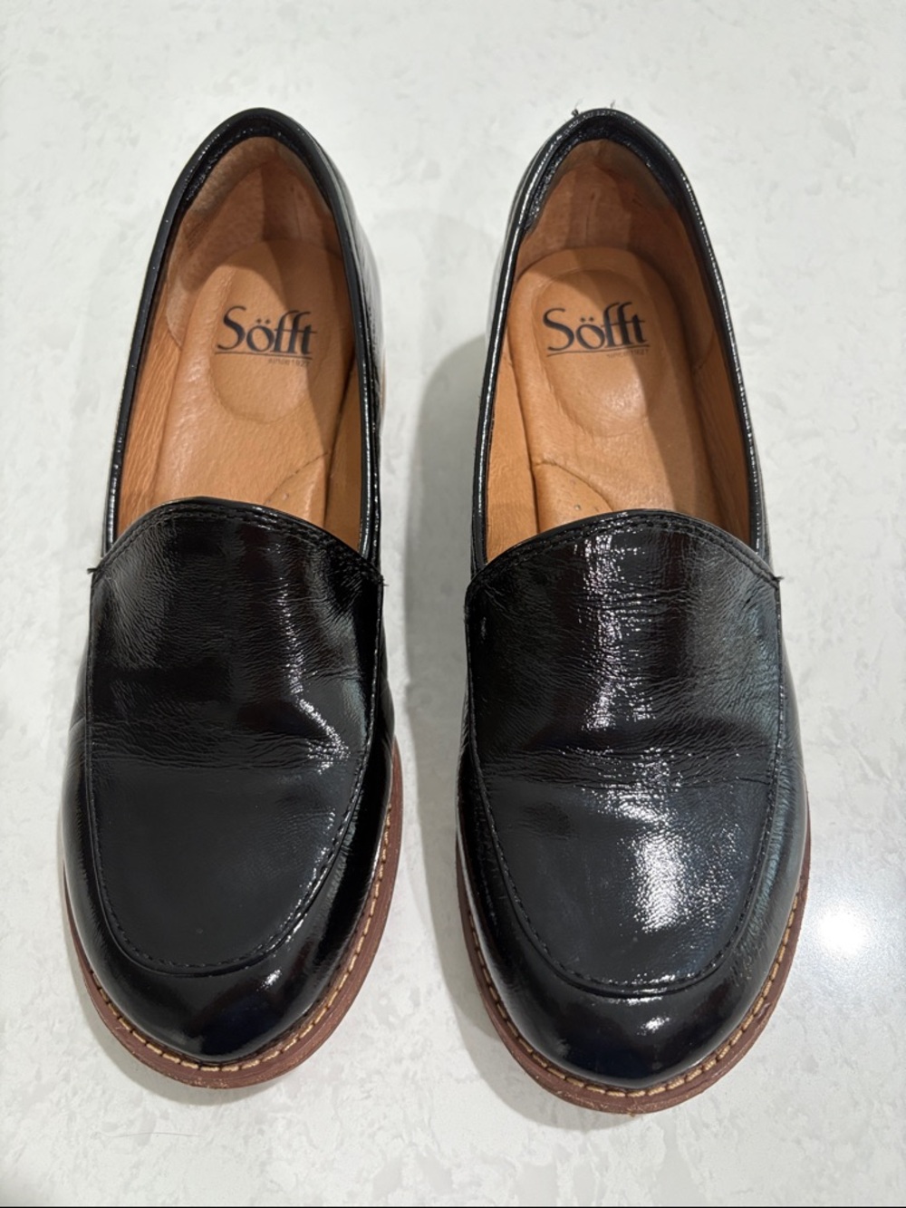 Söfft Black Patent Leather Slip-On Loafers